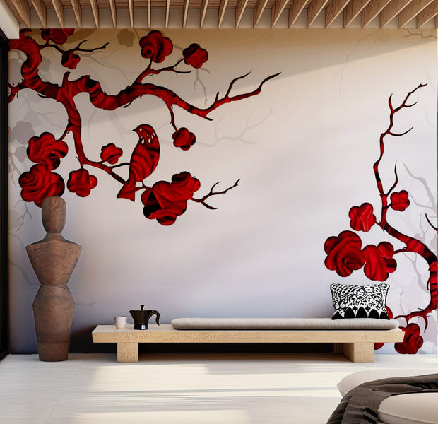 Zen Wallpaper Wall Mural - Red Bush