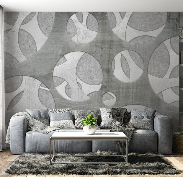 Abstract Wallpaper Wall Mural - Woven Of Grays 39"Wx27"H