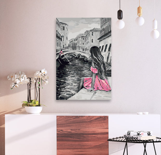 Paint By Numbers Kit - Venice Girl In Pink Dress