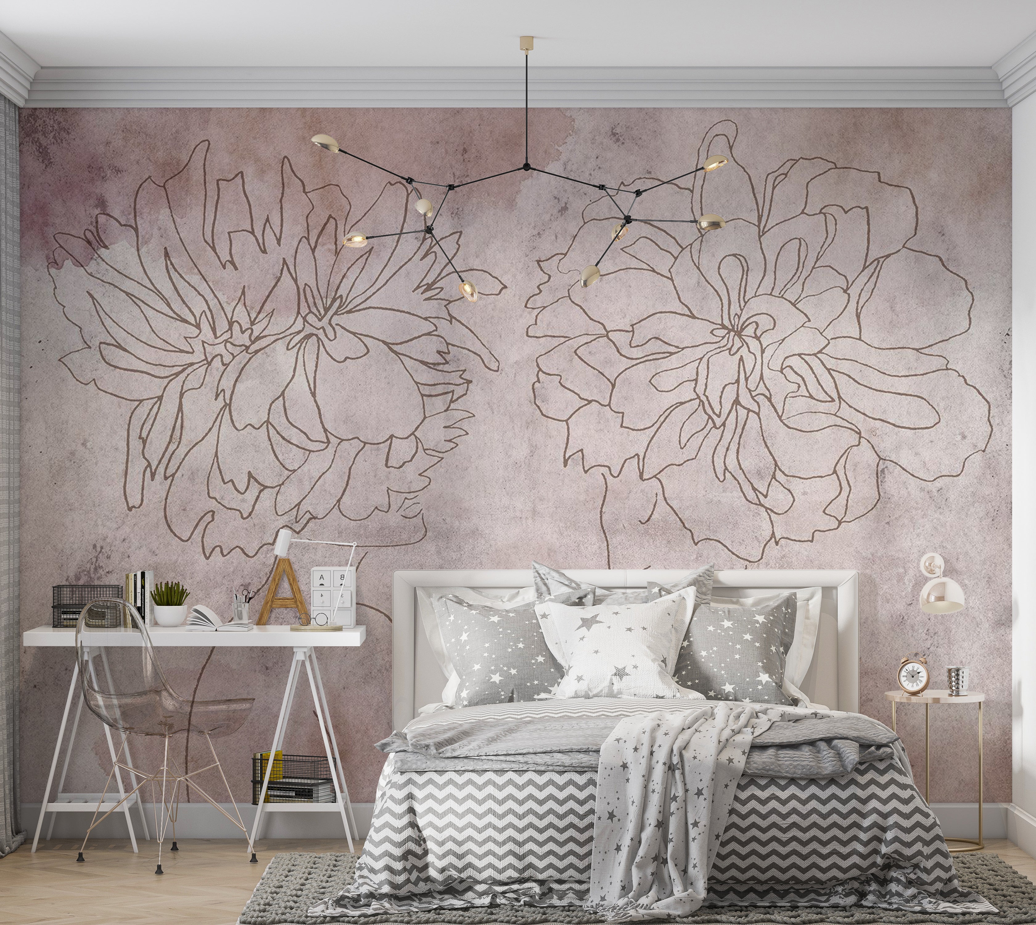 Abstract Wallpaper Wall Mural - Floristic Fresco 39"Wx27"H / Standard