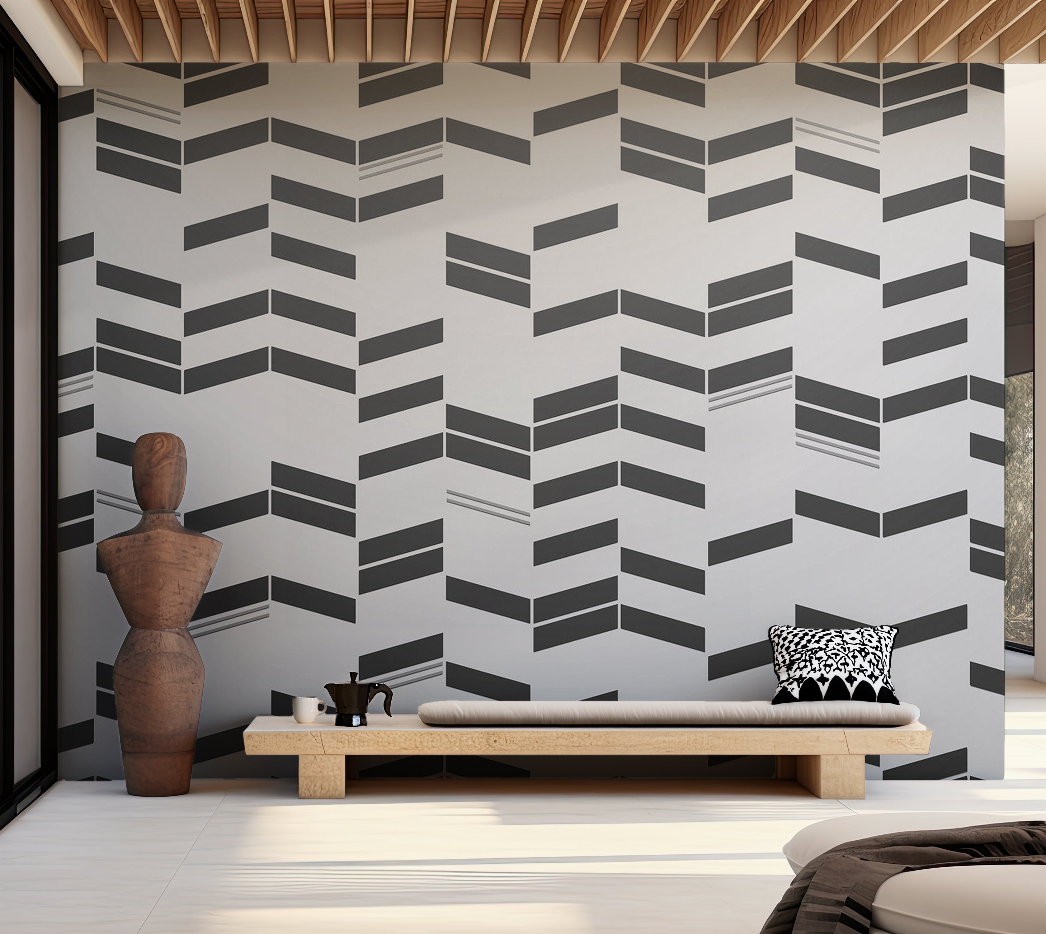 Abstract Wallpaper Wall Mural - Simple Structures 39"Wx27"H / Standard