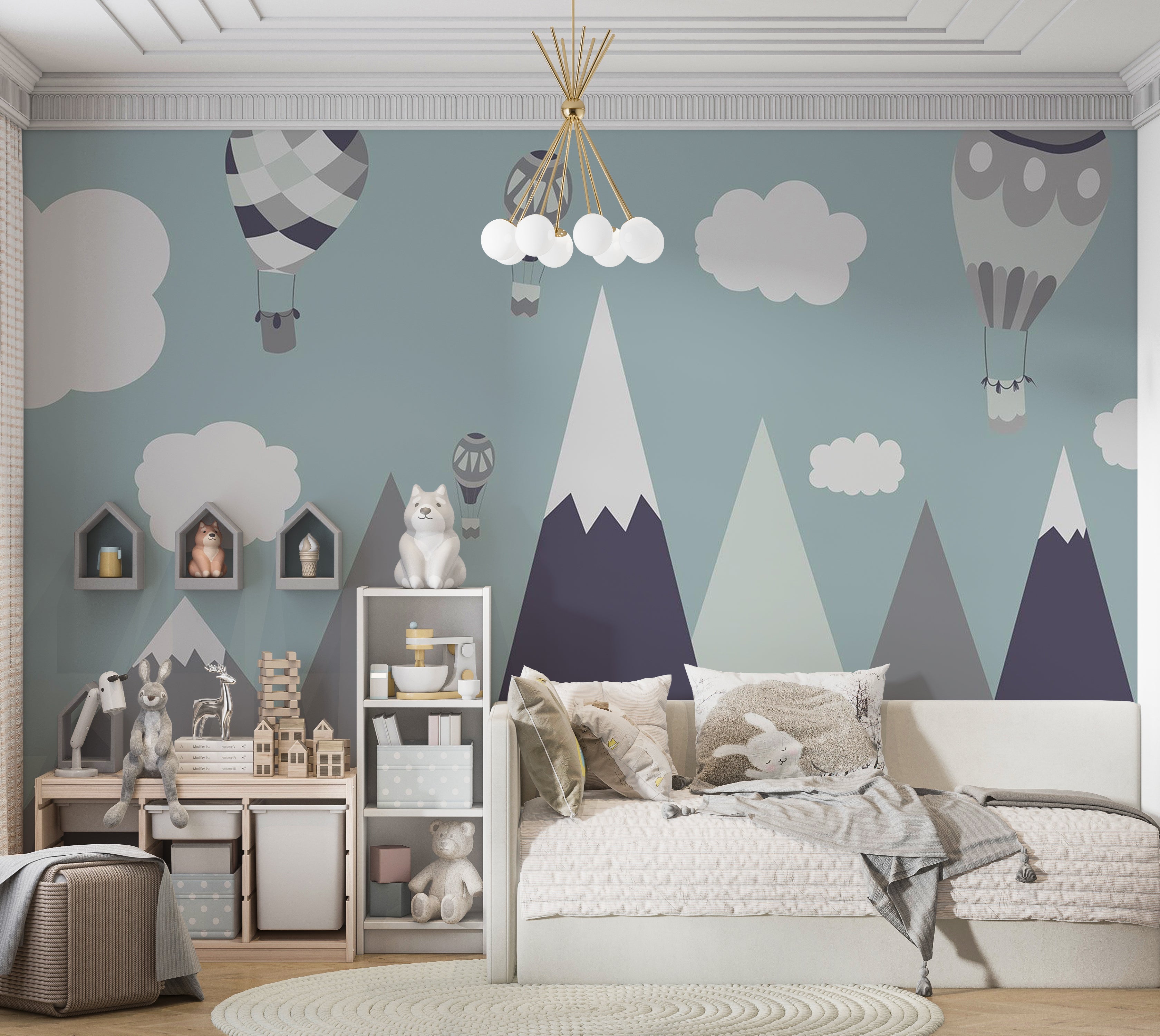 Kids Wallpaper Wall Mural - Balloon Land 39"Wx27"H / Standard