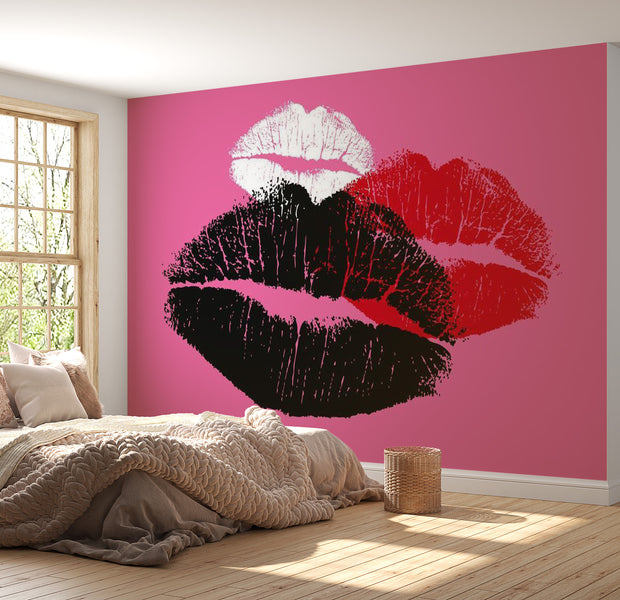 Abstract Wallpaper Wall Mural - Three Kisses 118"Wx90"H