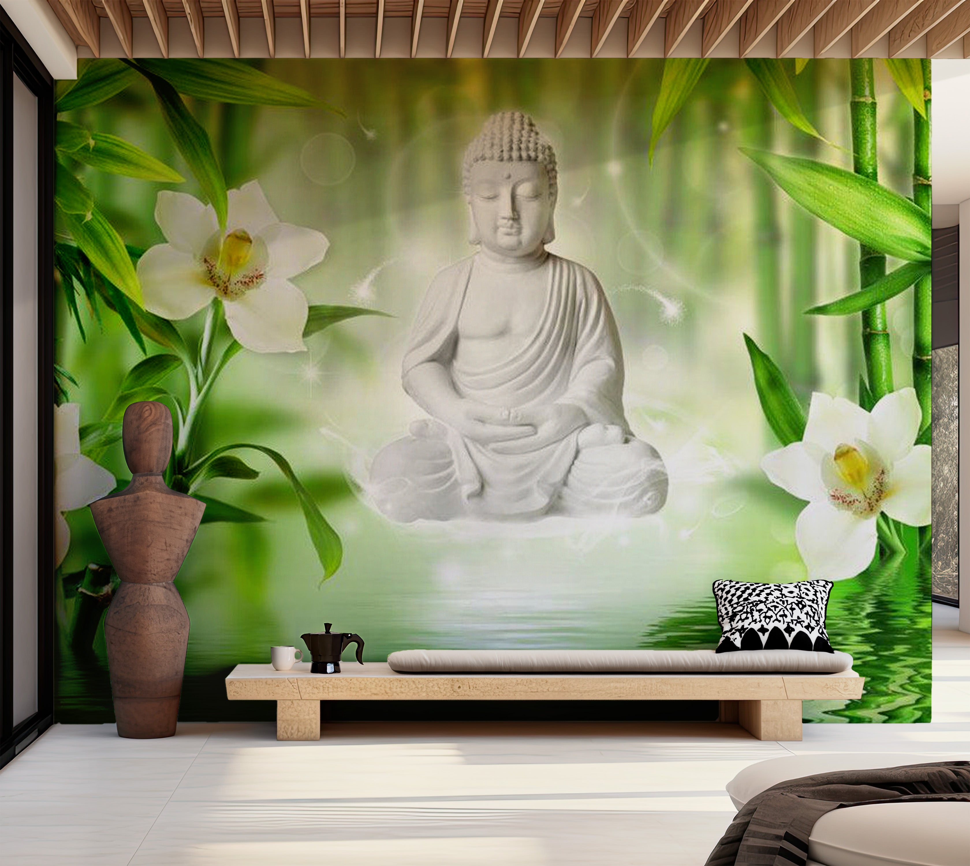 Zen Wallpaper Wall Mural - Buddha And Nature 39"Wx27"H