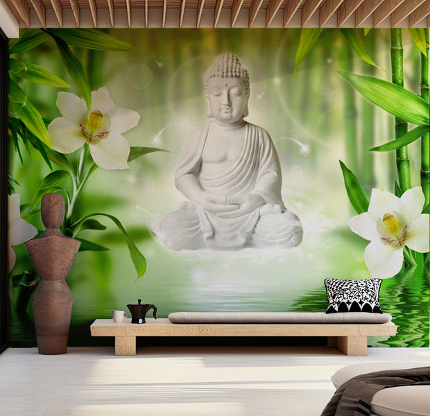 Zen Wallpaper Wall Mural - Buddha And Nature 39"Wx27"H