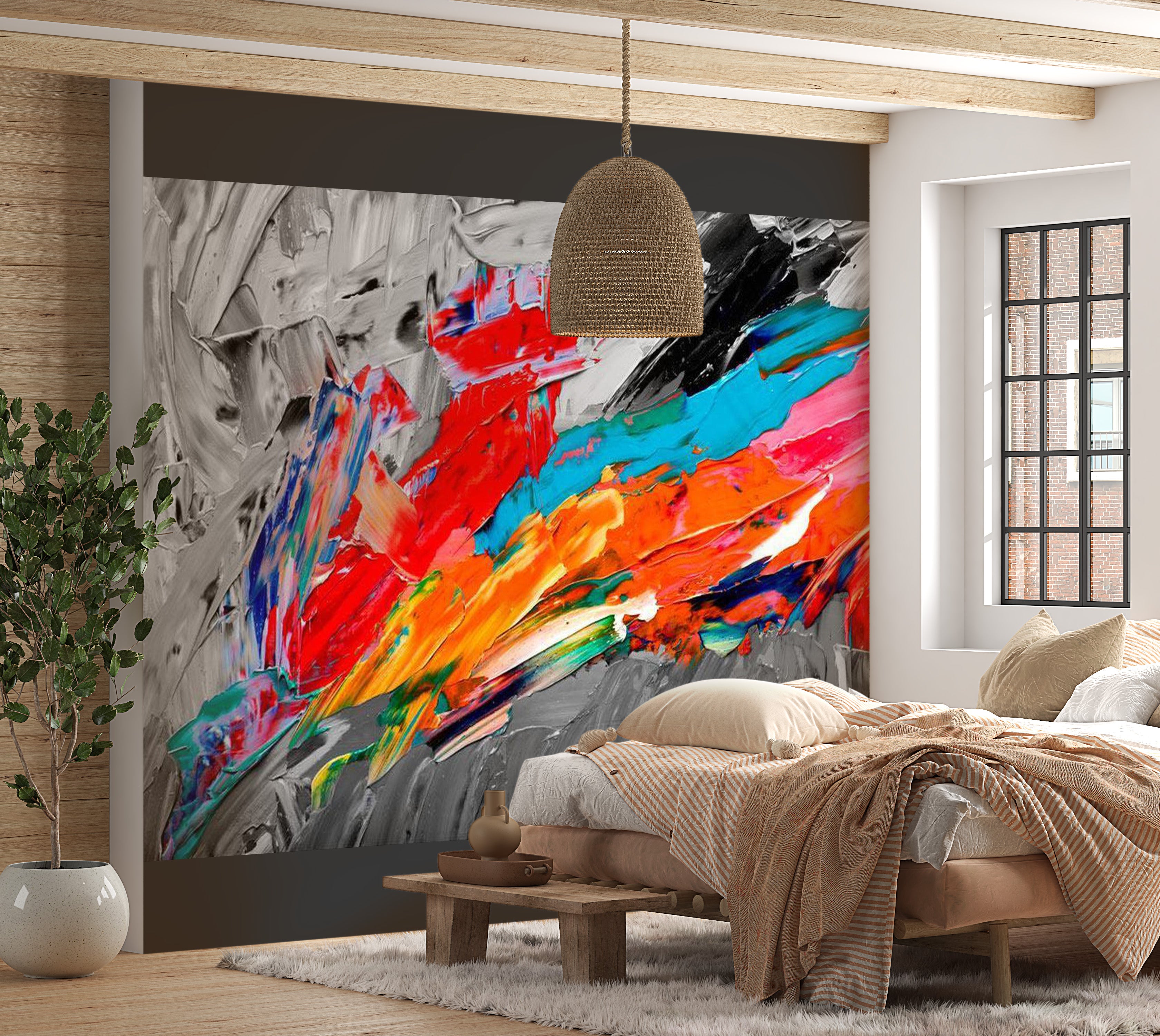 Abstract Wallpaper Wall Mural - Fiery Bird 39"Wx27"H