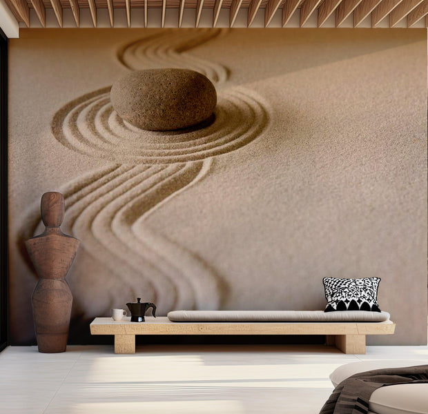 Zen Wallpaper Wall Mural - Stone Sand Garden