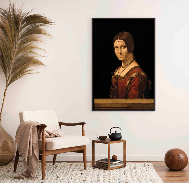 Floating Framed Canvas Art - La Belle Ferronnière - Leonardo da Vinci