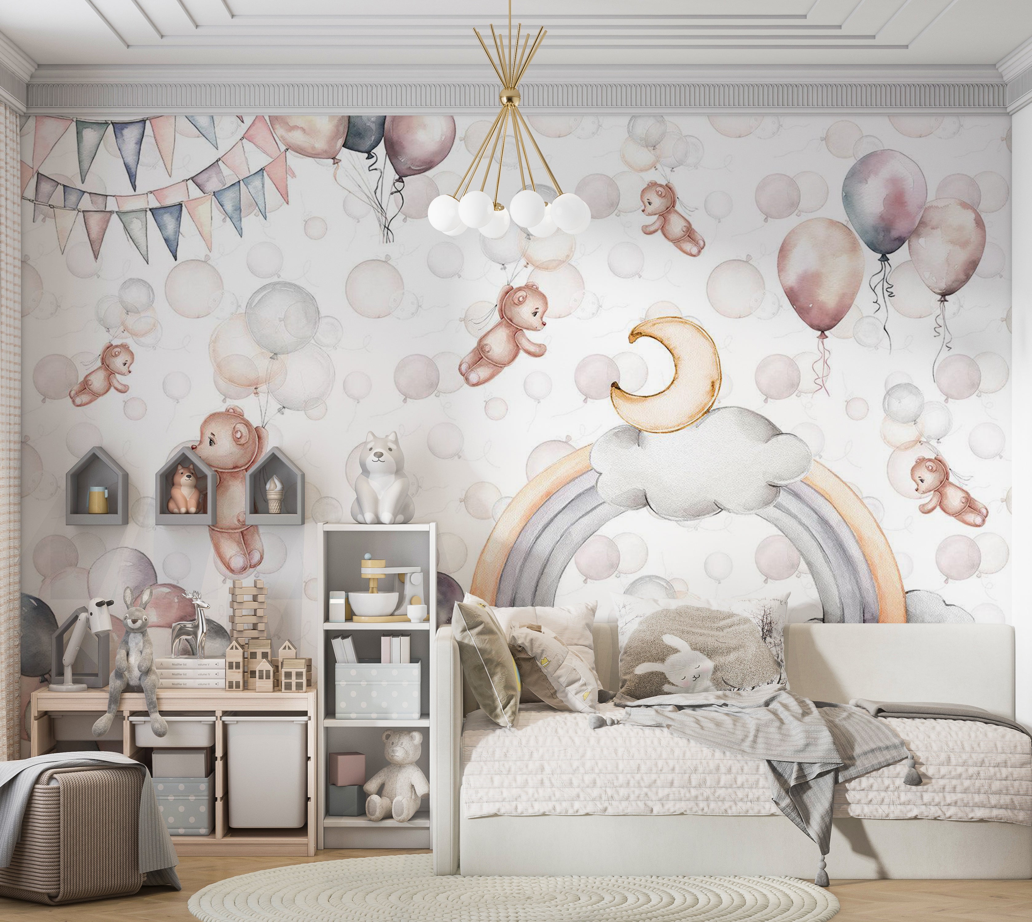 Kids Wallpaper Wall Mural - Bears in The Sky 39"Wx27"H / Standard