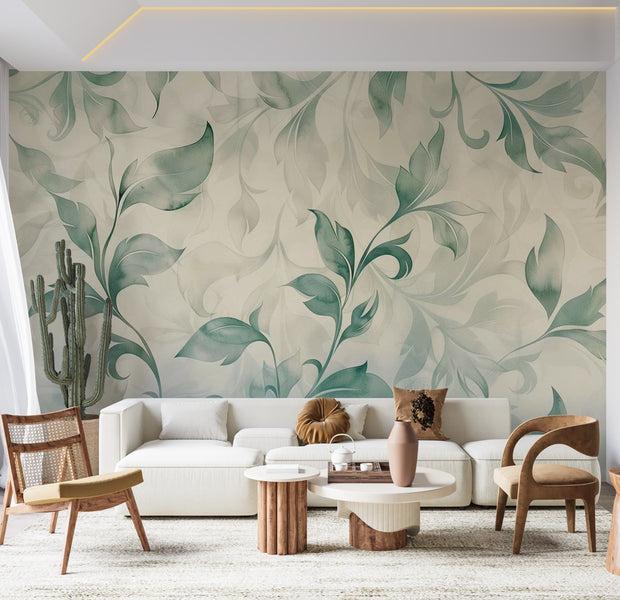 Peel & Stick Floral Wall Mural - Watercolor Botanical Motif 38"Wx27"H