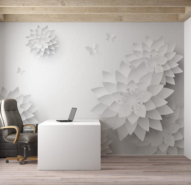 Zen Wallpaper Wall Mural - Oriental Flowers 39"Wx27"H