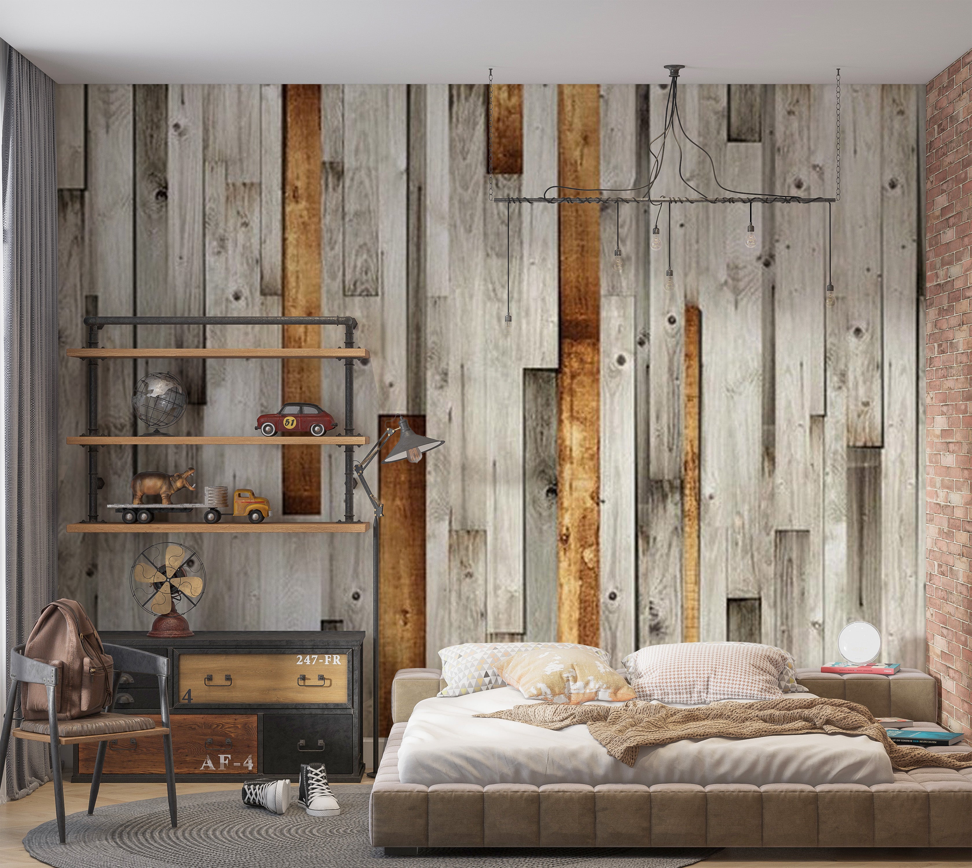 Background & Patterns Wallpaper Wall Mural - Mixed Vertical Wooden Pattern 39"Wx27"H