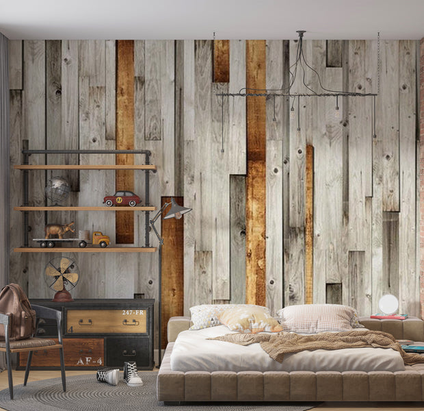 Background & Patterns Wallpaper Wall Mural - Mixed Vertical Wooden Pattern 39"Wx27"H
