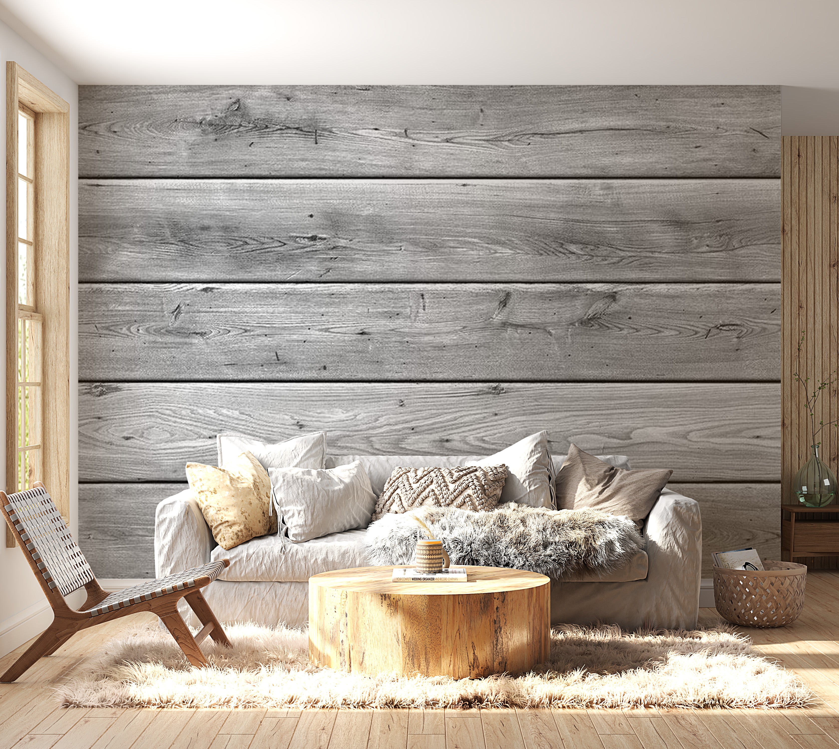 Background & Patterns Wallpaper Wall Mural - Big Weathered Wooden Planks 39"Wx27"H