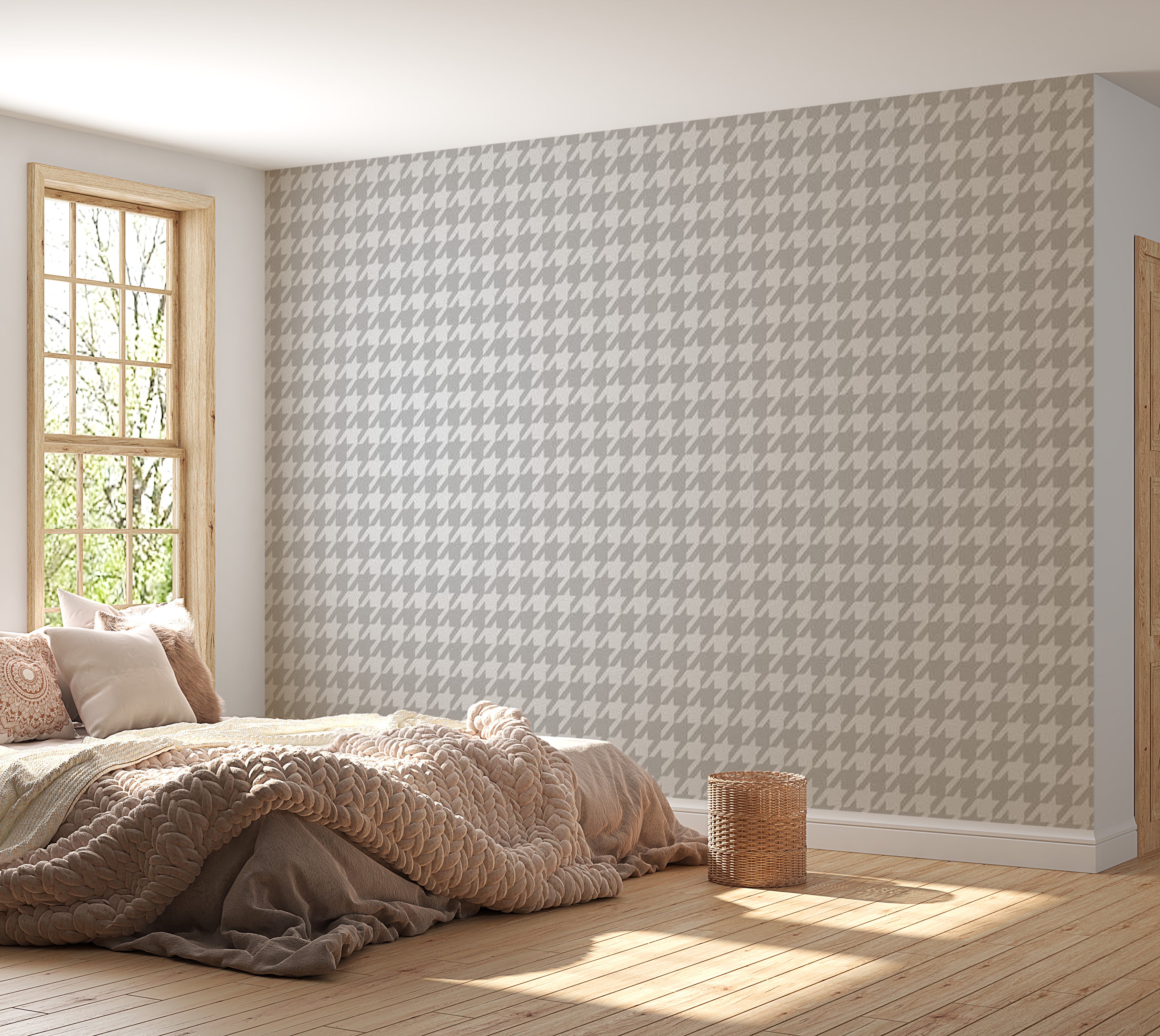 Abstract Wallpaper Wall Mural - Dogtooth Check 39"Wx27"H