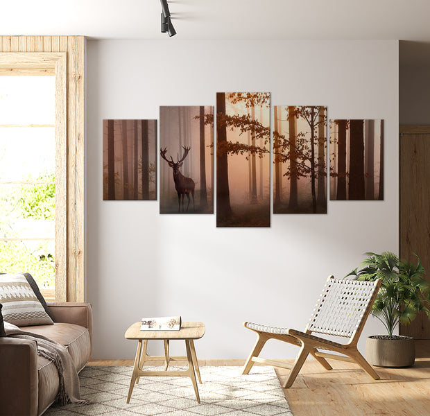 Stretched Canvas Landscape Art - Morning Brown 5 Piece 40"Wx20"H