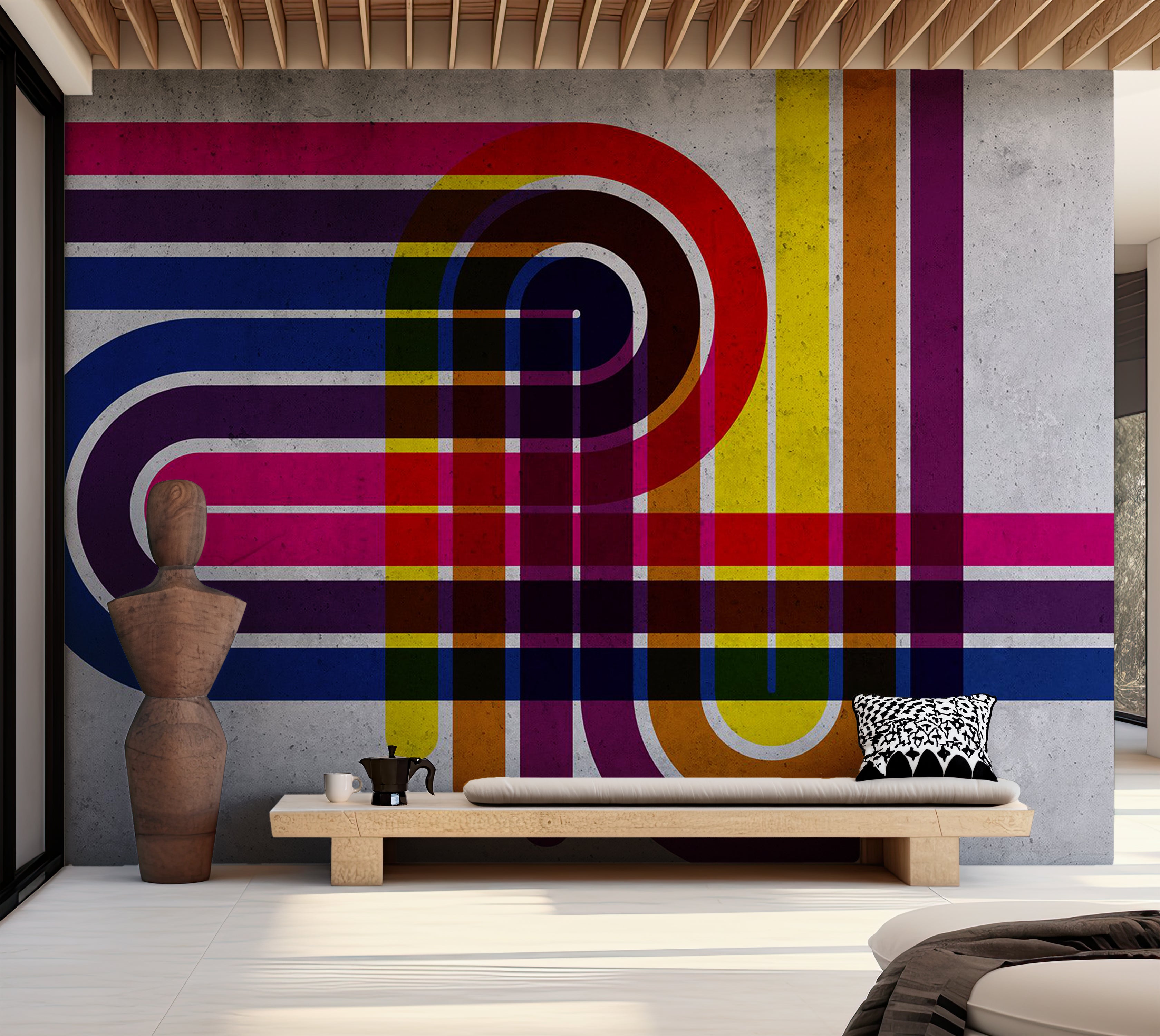 Abstract Wallpaper Wall Mural - Technicolor 39"Wx27"H / Standard