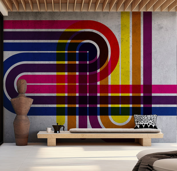 Abstract Wallpaper Wall Mural - Technicolor 39"Wx27"H / Standard