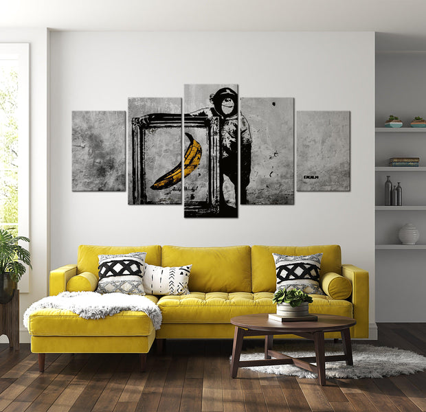 Stretched Canvas Street Art - Banksy Proud Monkey - 5 Pieces