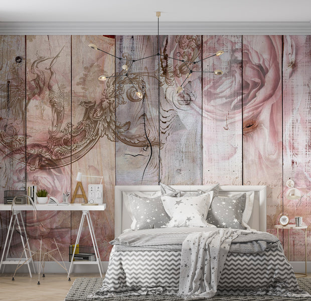 Abstract Wallpaper Wall Mural - Soft Pastel Wood Fantasy 39"Wx27"H / Standard