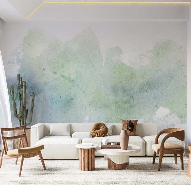 Peel & Stick Wall Mural - Pastel Mint Watercolor 38"Wx27"H