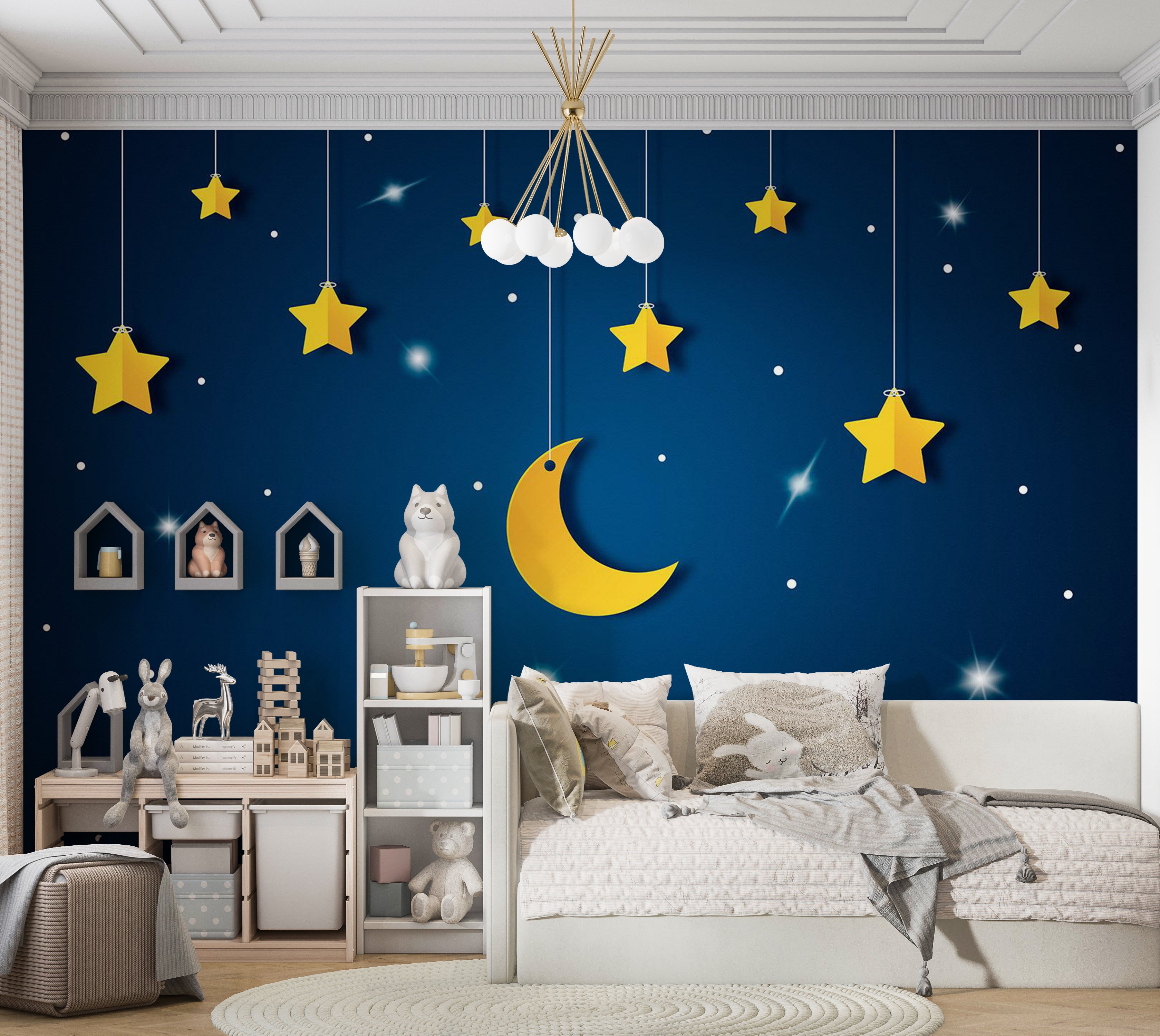 Kids Wallpaper Wall Mural - Blue Night Sky 39"Wx27"H / Standard