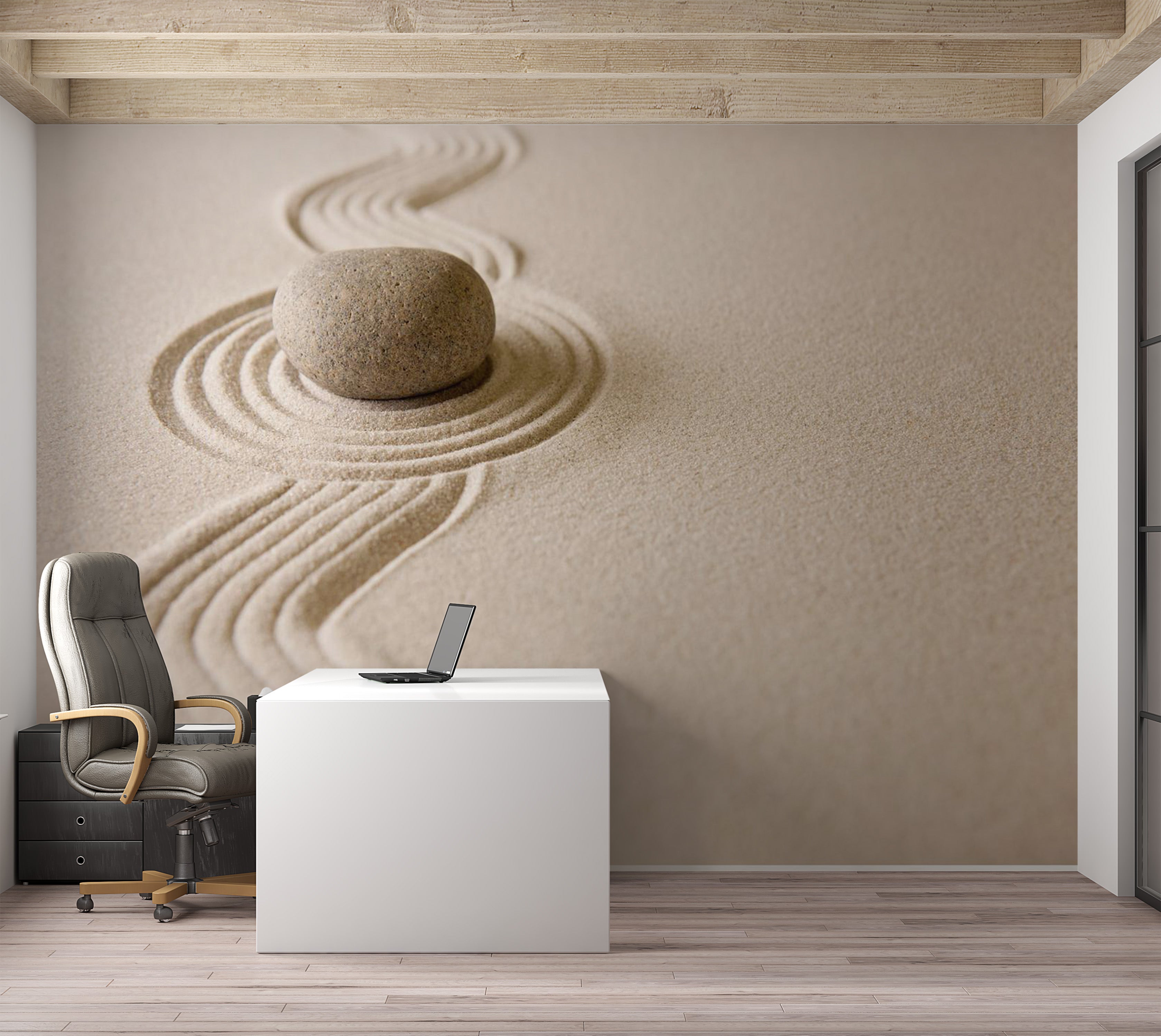 Zen Wallpaper Wall Mural - Sand Stone Balance 39"Wx27"H