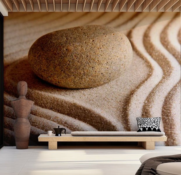 Zen Wallpaper Wall Mural - Sand Stone Meditation 118"Wx90"H