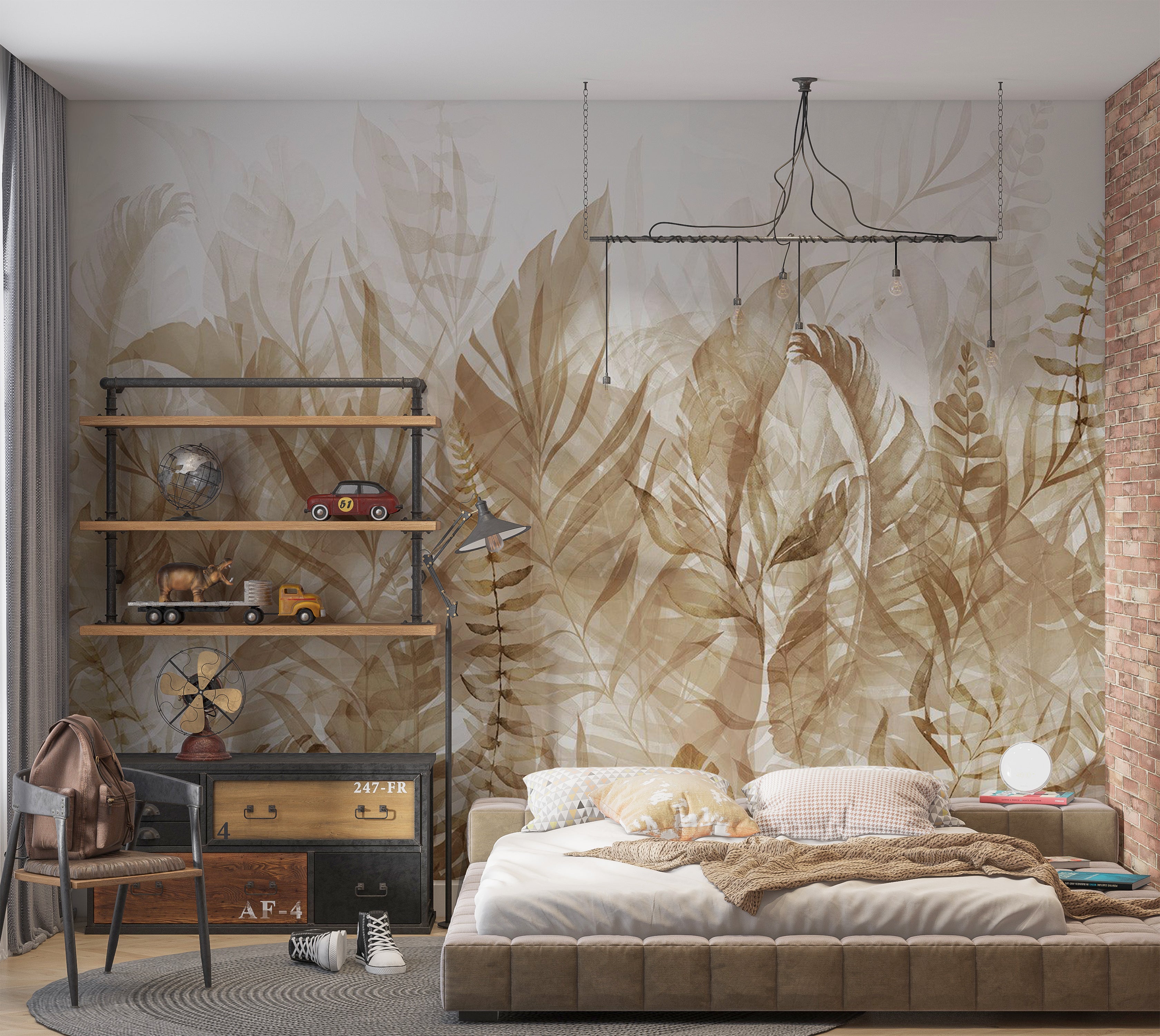 Botanical Wallpaper Wall Mural - Magic Grove Brown 39"Wx27"H / Standard