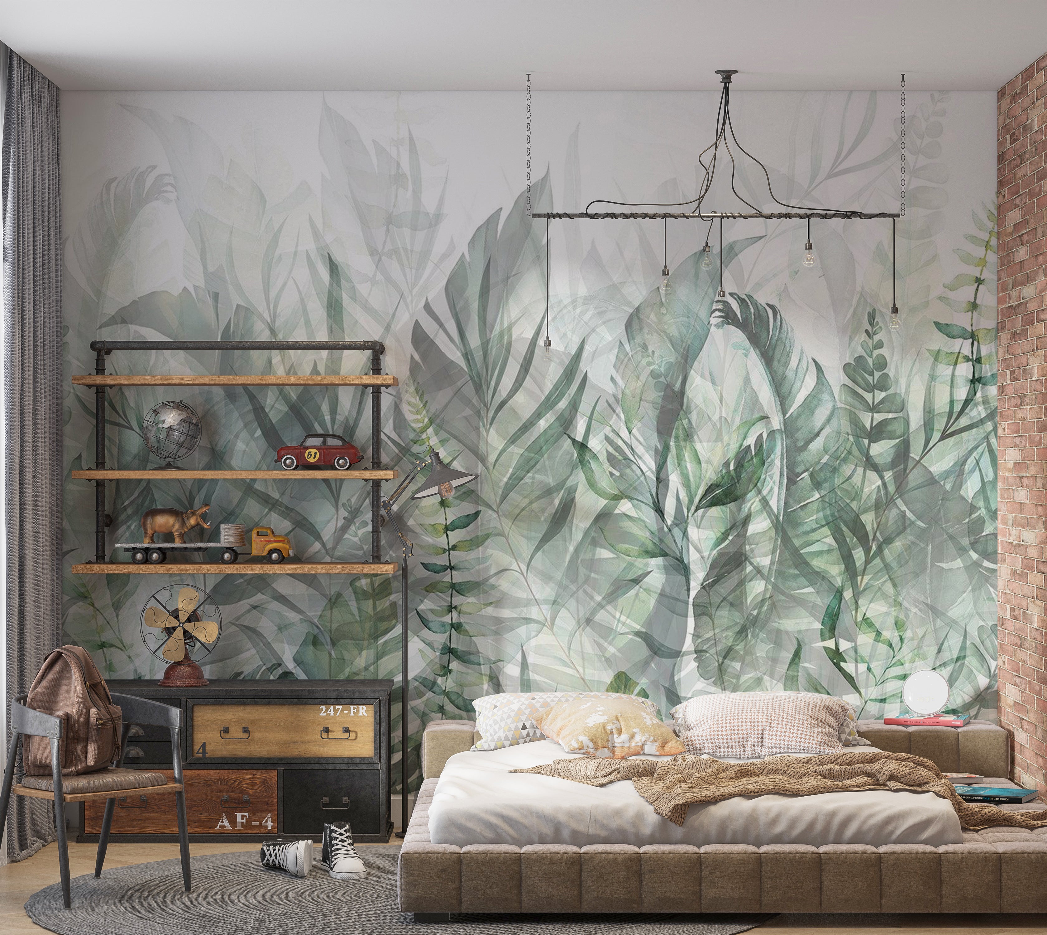 Botanical Wallpaper Wall Mural - Magic Grove Green 39"Wx27"H / Standard