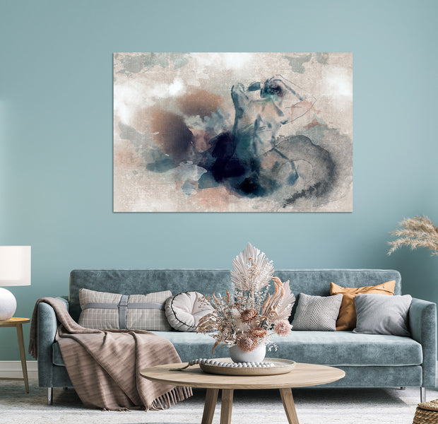 Abstract Canvas Wall Art - Thoughtful in Blue