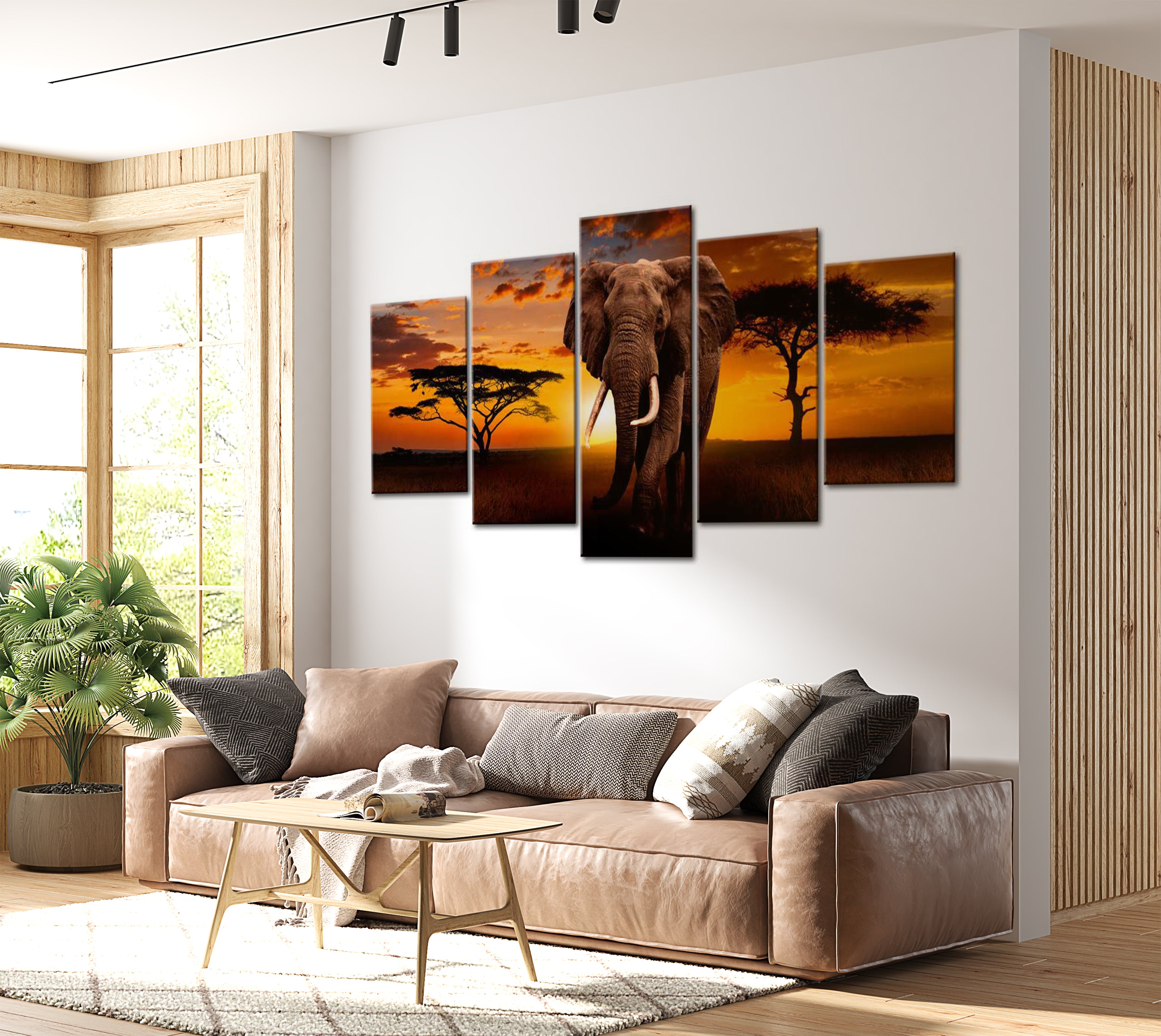 Stretched Canvas Landscape Art - The Savannah King 40"Wx20"H