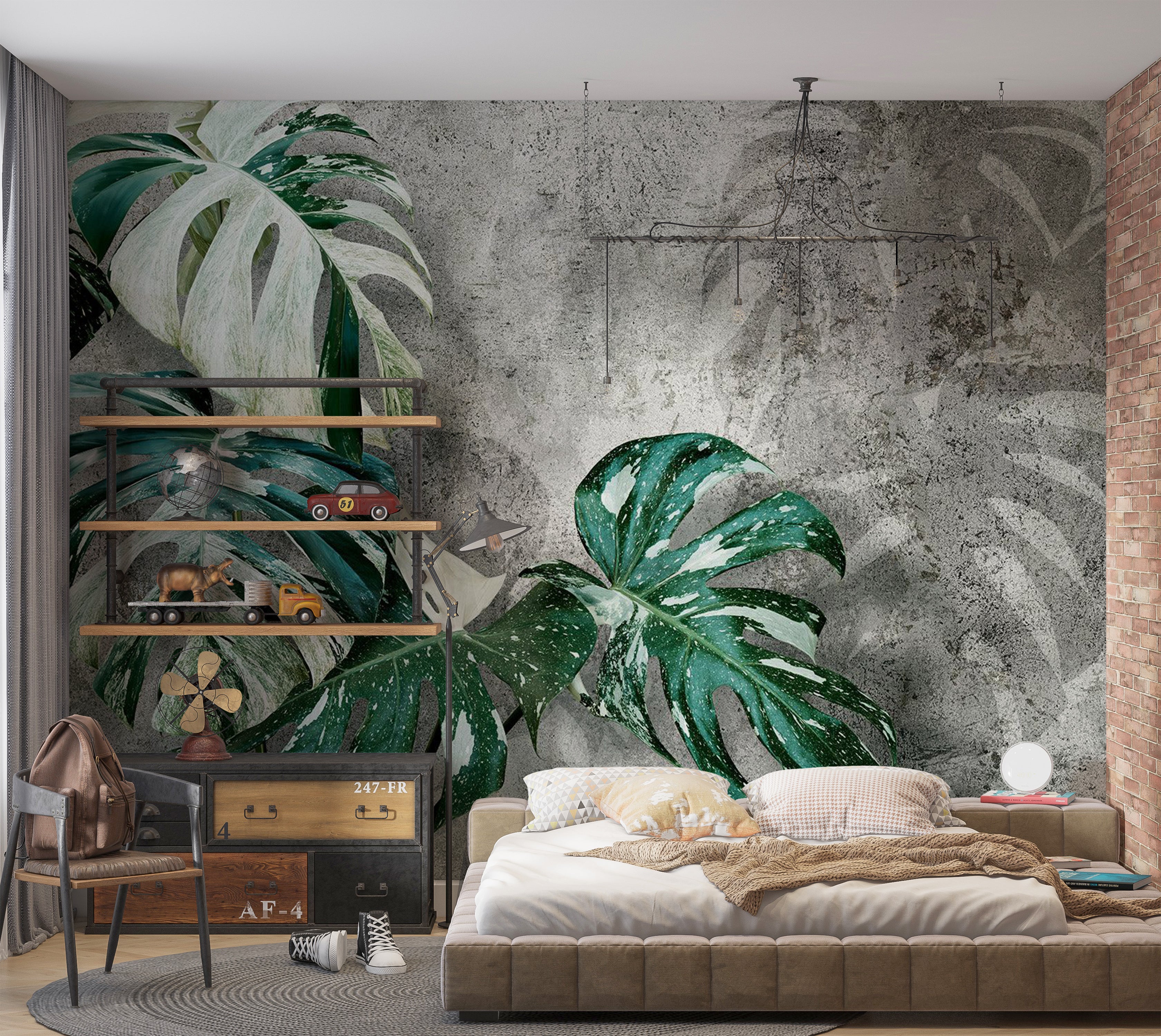 Botanical Wallpaper Wall Mural - Modern Monstera 39"Wx27"H / Standard