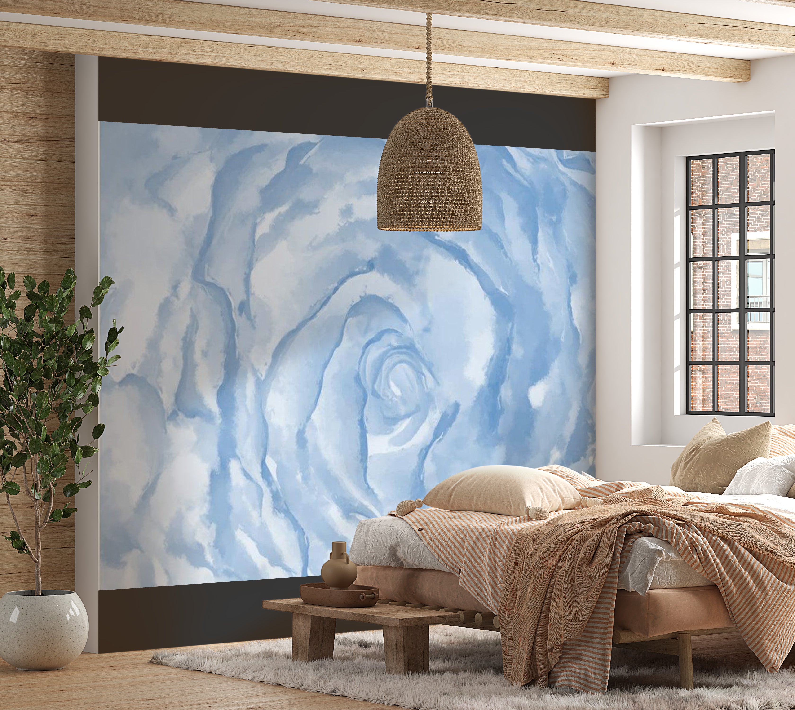 Abstract Wallpaper Wall Mural - Rose Blue 118"Wx90"H