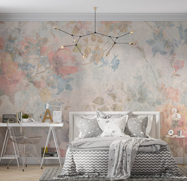 Floral Wallpaper Wall Mural - Soft Tone Garden 39"Wx27"H / Standard