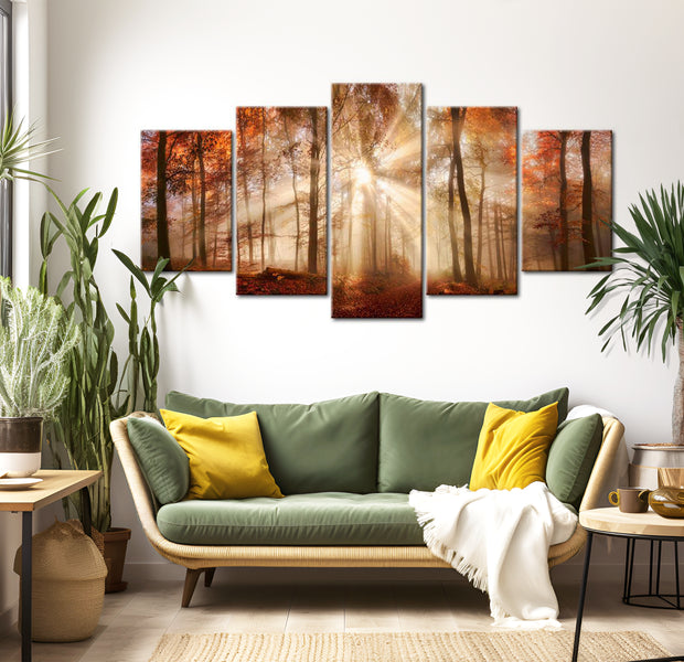 Stretched Canvas Landscape Art - Forest Fog 40"Wx20"H