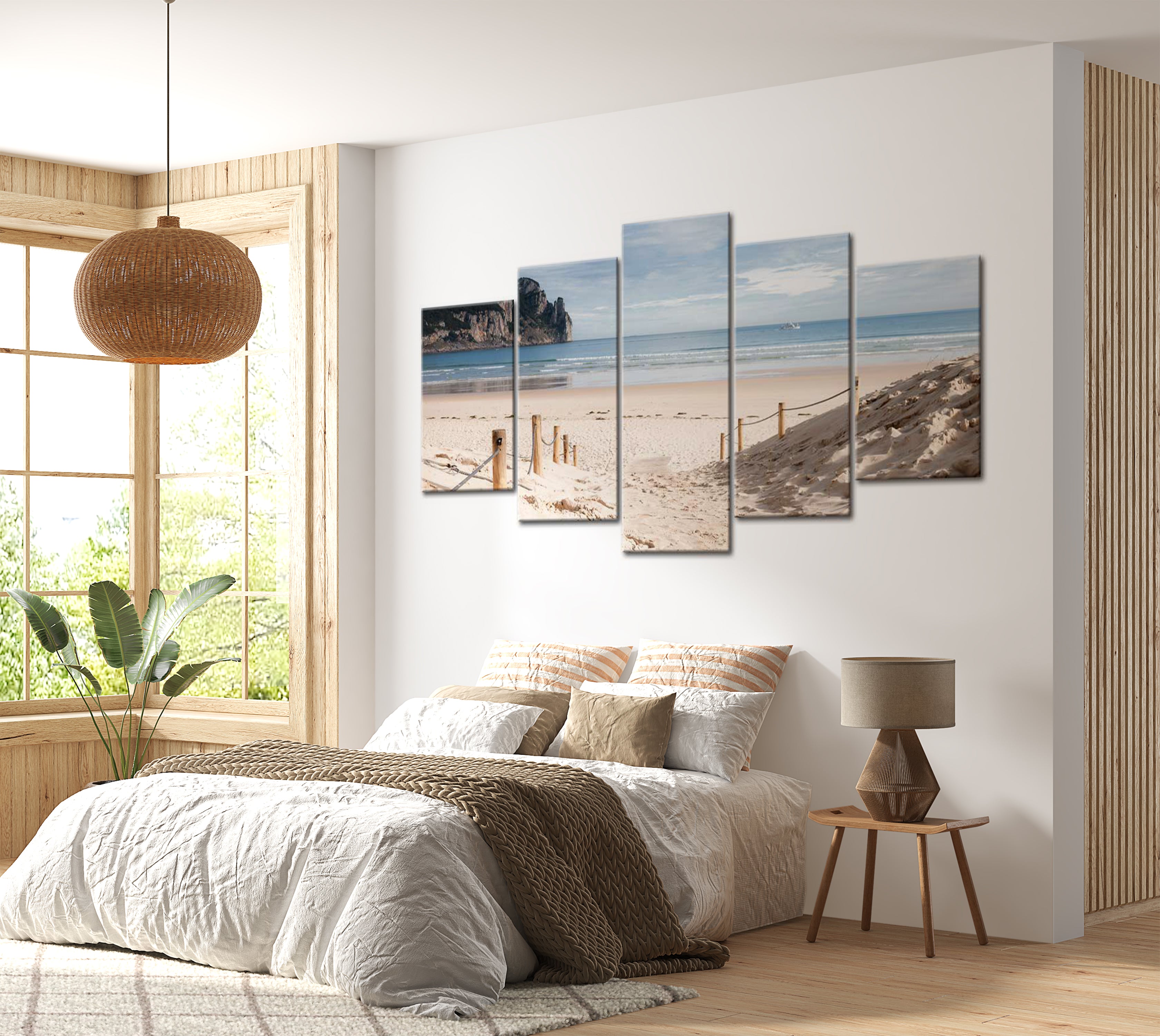 Stretched Canvas Landscape Art - Walk By The Sea 40"Wx20"H