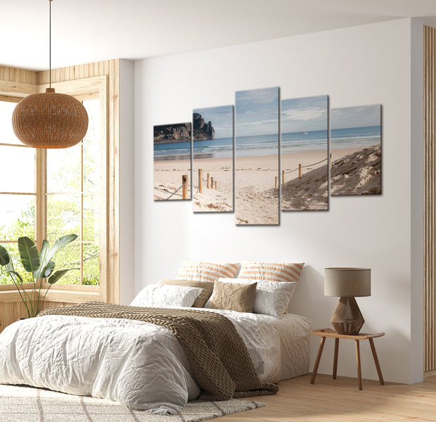 Stretched Canvas Landscape Art - Walk By The Sea 40"Wx20"H