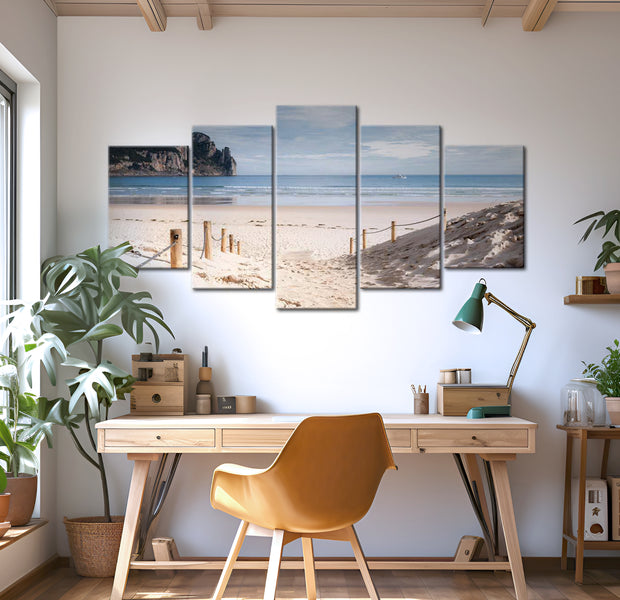 Stretched Canvas Landscape Art - Walk By The Sea 40"Wx20"H