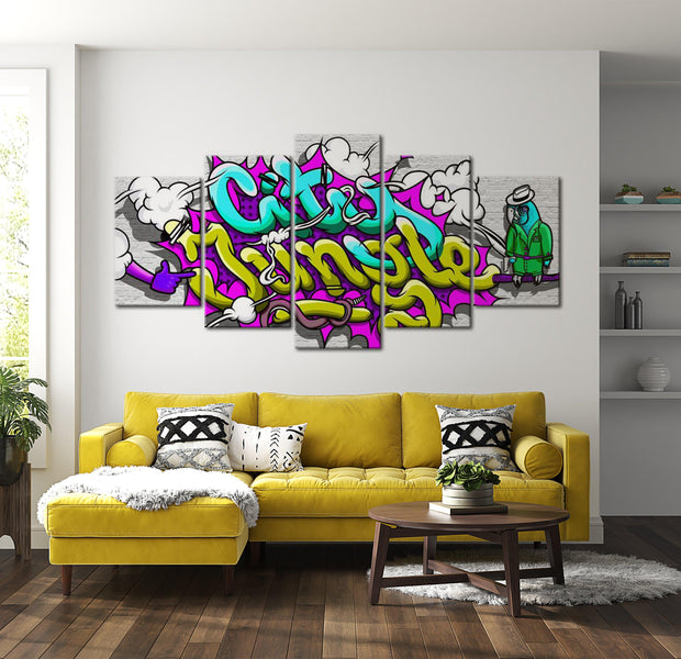 Stretched Canvas Street Art - City Wall Graffiti - 5 Pieces