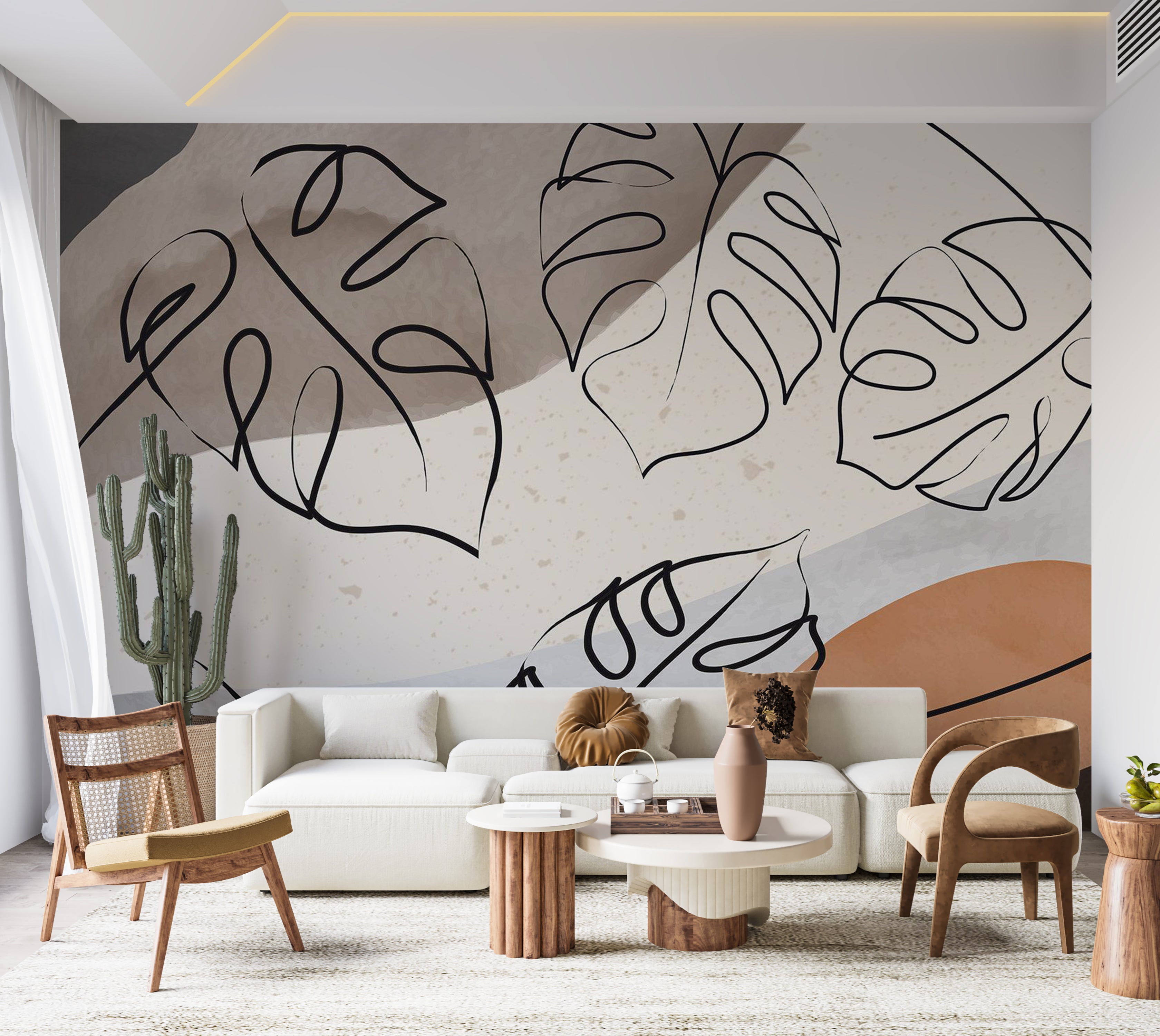 monstera leaf art VIVYET Wall Mural