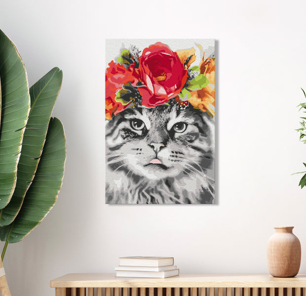 Paint By Numbers Kit - Cat With Flowers