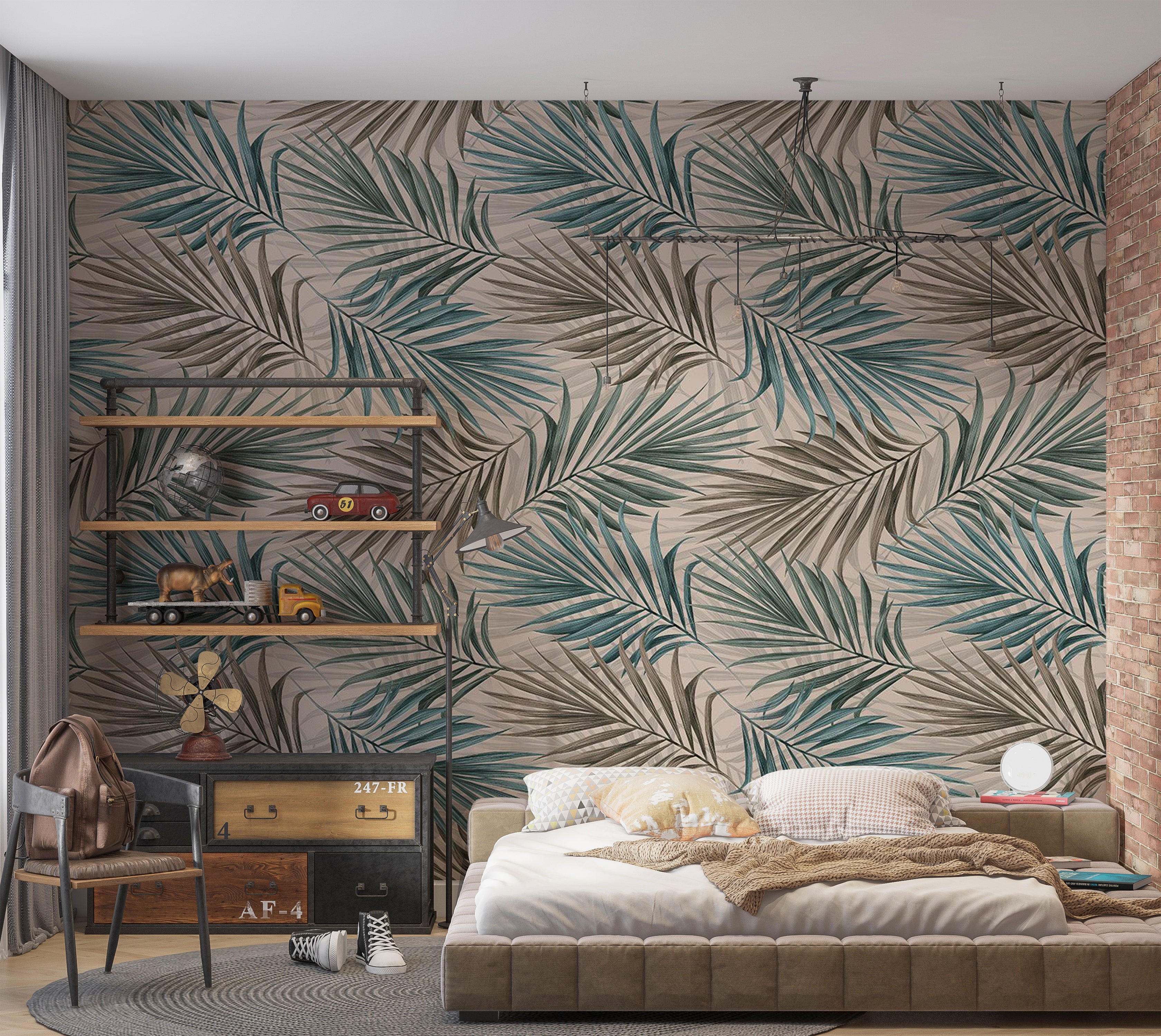 Botanical Wallpaper Wall Mural - Repeating Leaf Pattern 39"Wx27"H / Standard