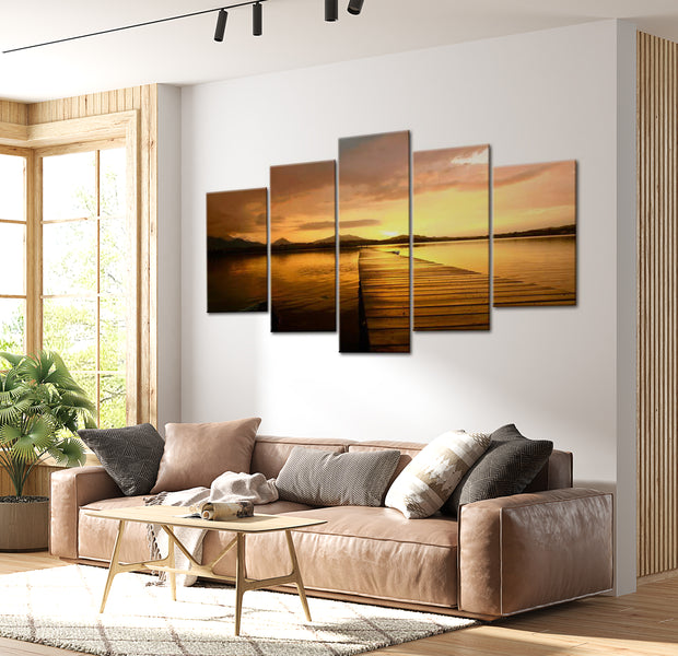 Stretched Canvas Landscape Art - Sunset Island 40"Wx20"H