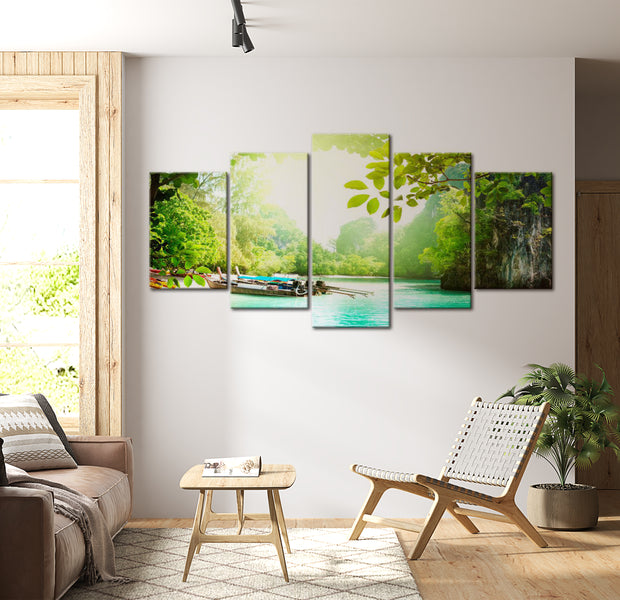 Stretched Canvas Landscape Art - Under The Cover Of Trees 40"Wx20"H