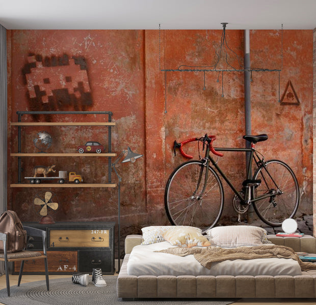 Background & Patterns Wallpaper Wall Mural - Bicycle Against Old Wall 118"Wx90"H