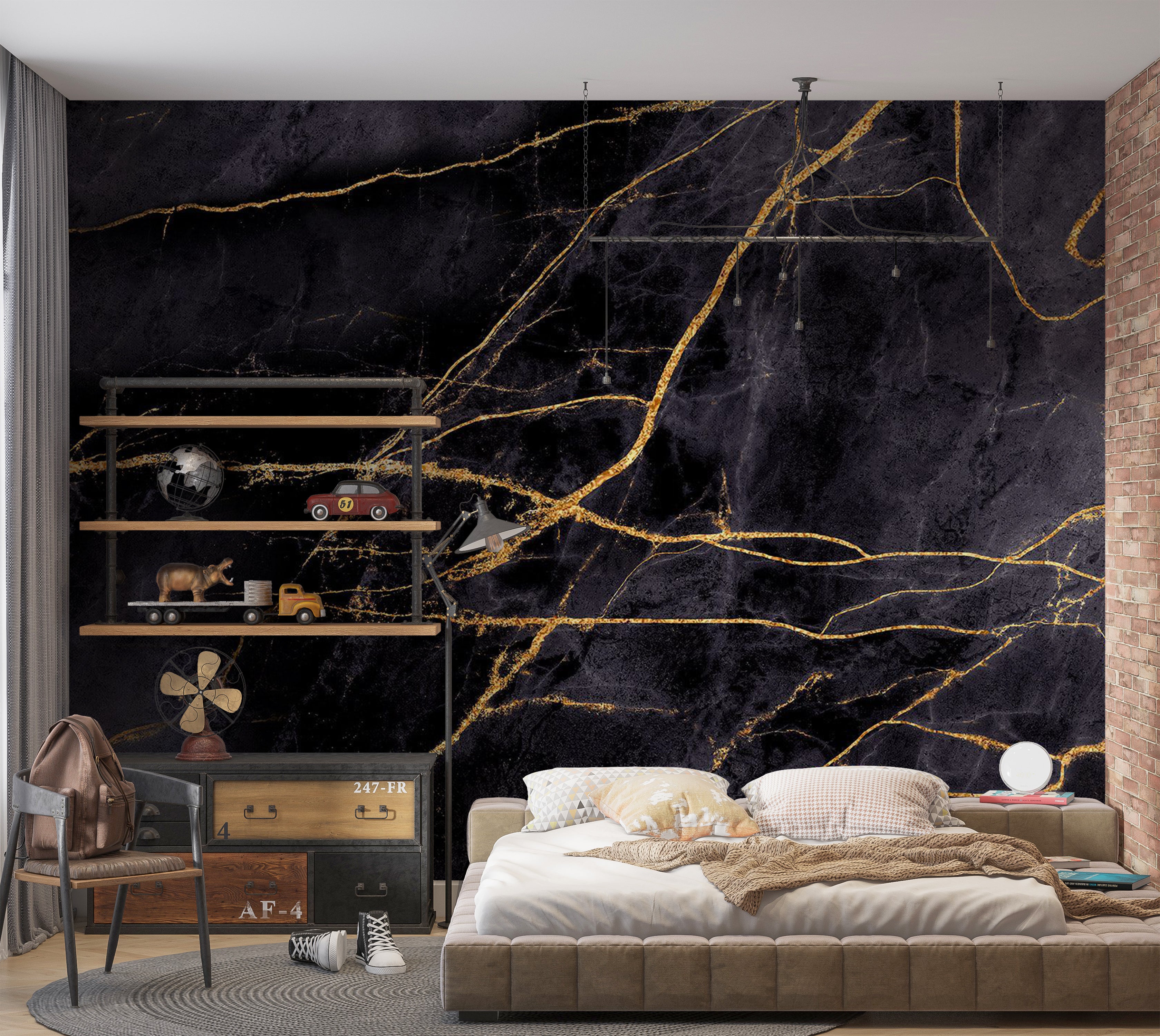 Surface Texture Wallpaper Wall Mural - Golden Paths 39"Wx27"H / Standard