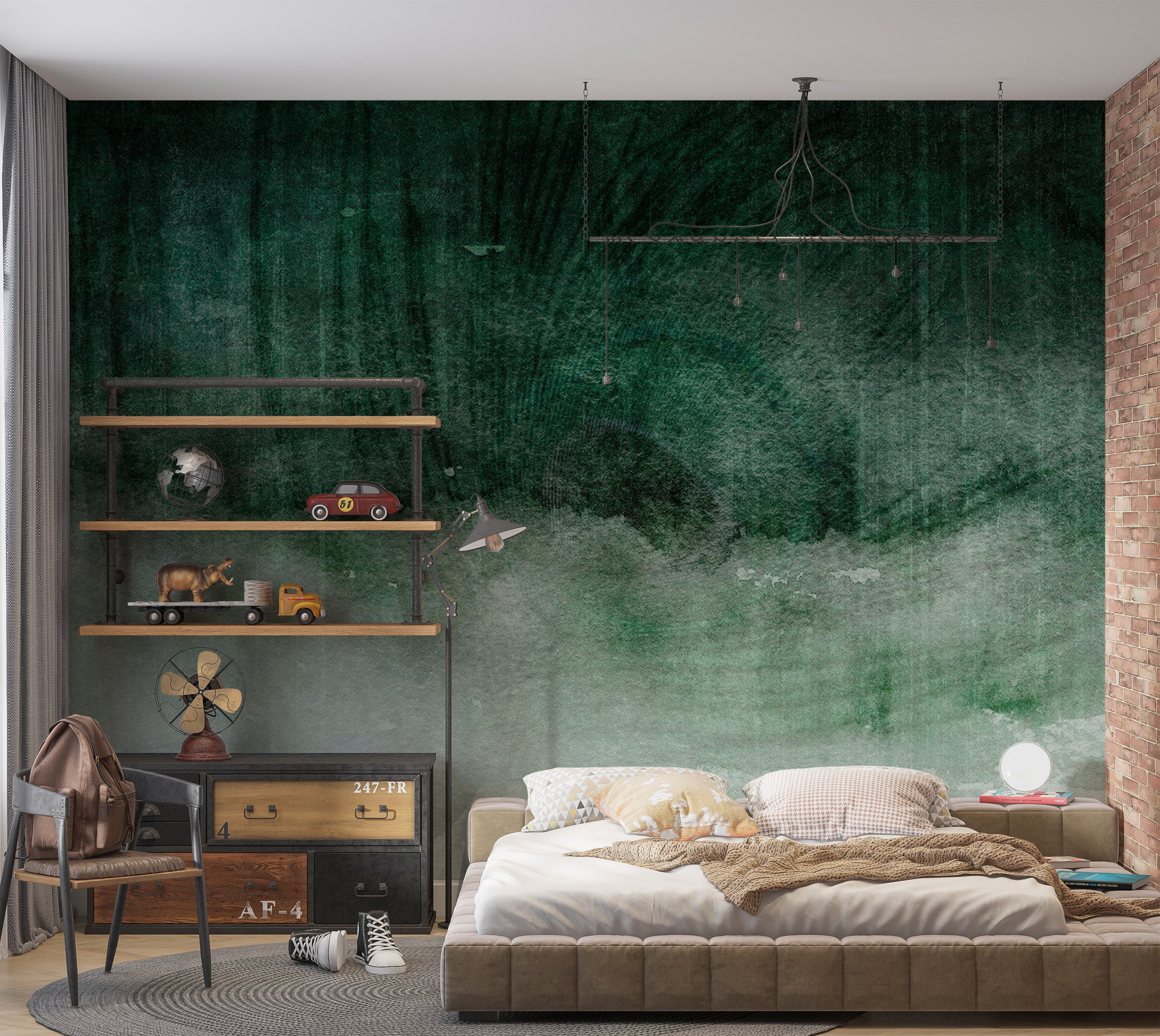 Surface Texture Wallpaper Wall Mural - Green Concrete Expression 39"Wx27"H / Standard