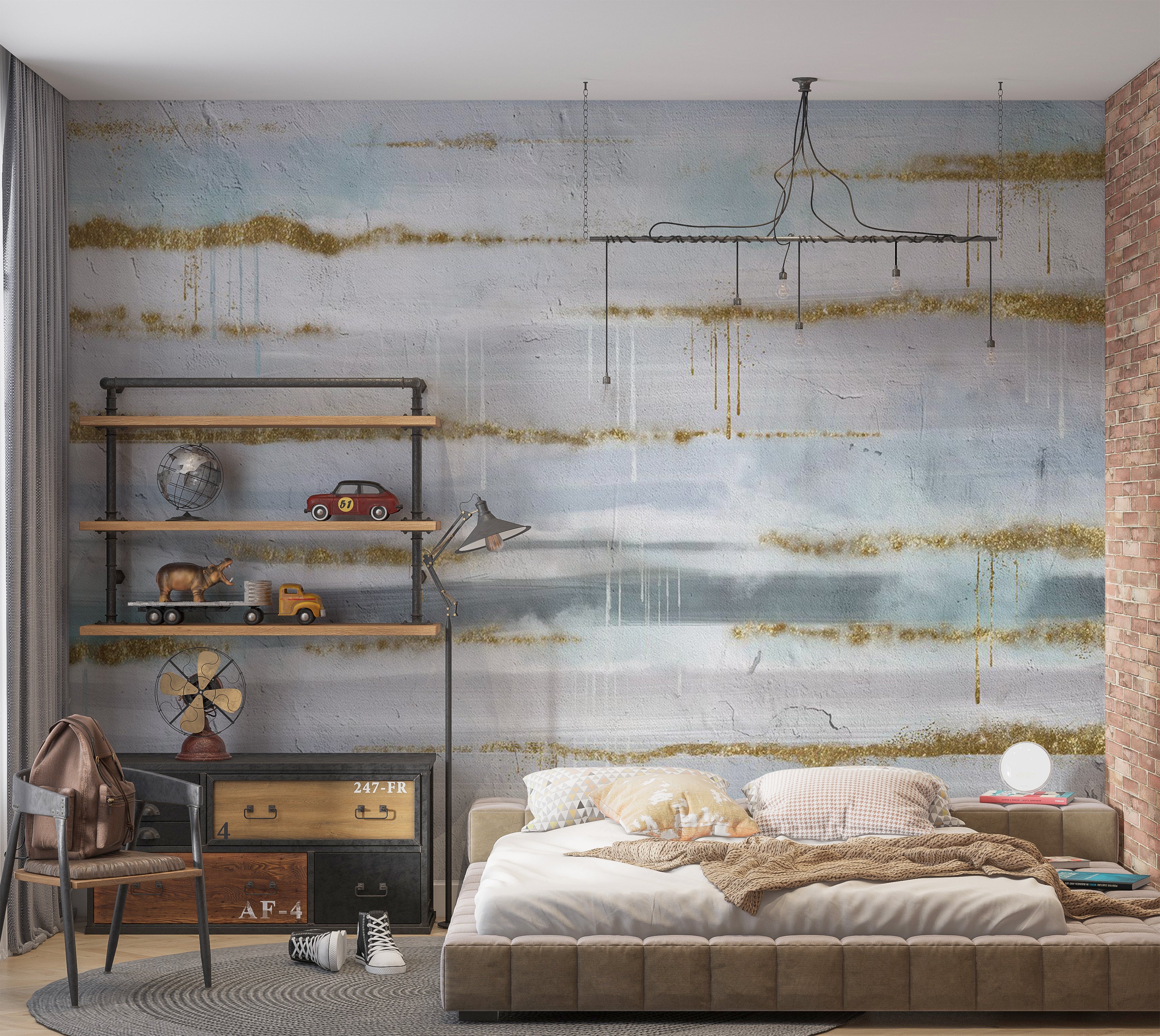 Surface Texture Wallpaper Wall Mural - Modern Gold Sparkle Wall 39"Wx27"H / Standard