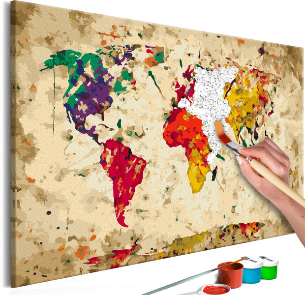 Paint By Numbers Kit - World Map Color Splashes
